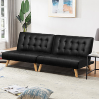 ALFORDSON 2x Sofa Bed Single Chair Leather Black