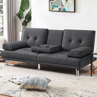 ALFORDSON Sofa Bed Lounge Convertible 3 Seater Futon Couch Cup Holder Grey