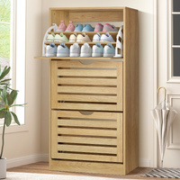 ALFORDSON Shoe Cabinet Organiser Storage Rack Flip Drawers 45 Pairs Wood