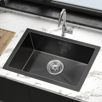 ALFORDSON Kitchen Sink Stainless Steel Drop in Flush Under Mount 450X300MM Black