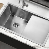 ALFORDSON Kitchen Sink Stainless Steel Drop in Flush Under Mount Basin 870X450MM