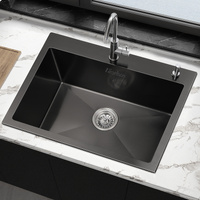 ALFORDSON Kitchen Sink Stainless Steel Drop in Flush Under Mount 600X450MM Black