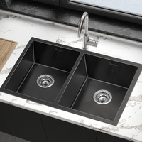 ALFORDSON Kitchen Sink Stainless Steel Drop in Flush Under Mount 770X450MM Black