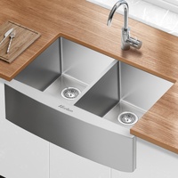 ALFORDSON Farmhouse Kitchen Sink Basin Stainless Steel Under Mount Double Bowl 810X500MM