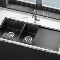 ALFORDSON Kitchen Sink Stainless Steel Drop in Flush Under Mount 100X45CM Black