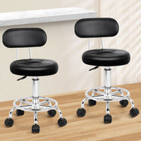 ALFORDSON 2x Salon Stool Backrest Swivel Barber Hair Dress Chair Declan Black