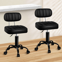 ALFORDSON 2x Salon Stool Backrest Swivel Barber Hair Dress Chair Lina All Black