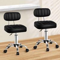 ALFORDSON 2x Salon Stool Backrest Swivel Barber Hair Dress Chair Lina Black