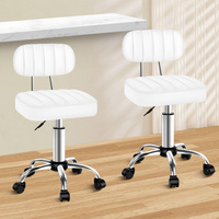 ALFORDSON 2x Salon Stool Backrest Swivel Barber Hair Dress Chair Lina White