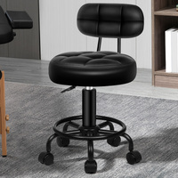 ALFORDSON Salon Stool Backrest Swivel Barber Hair Dress Chair Riley All Black