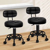 ALFORDSON 2x Salon Stool Backrest Swivel Barber Hair Dress Chair Riley All Black
