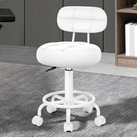ALFORDSON Salon Stool Backrest Swivel Barber Hair Dress Chair Riley All White
