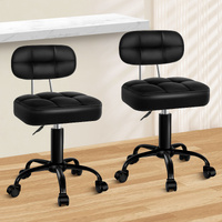 ALFORDSON 2x Salon Stool Backrest Swivel Barber Hair Dress Chair Tufan All Black