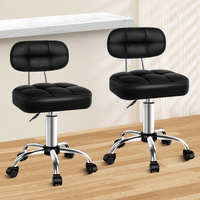 ALFORDSON 2x Salon Stool Backrest Swivel Barber Hair Dress Chair Tufan Black