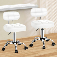 ALFORDSON 2x Salon Stool Backrest Swivel Barber Hair Dress Chair Tufan White