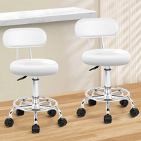 ALFORDSON 2x Salon Stool Backrest Swivel Barber Hair Dress Chair Declan White