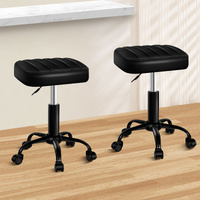 ALFORDSON 2x Salon Stool Square Swivel Barber Hair Chair Gas Lift All Black