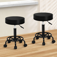 ALFORDSON 2x Salon Stool Round Swivel Barber Hair Dress Chair Gas Lift All Black
