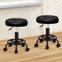 ALFORDSON 2x Salon Stool Round Swivel Barber Hair Dress Chair Gas Lift All Black