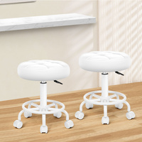 ALFORDSON 2x Salon Stool Round Swivel Barber Hair Dress Chair Gas Lift All White