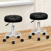 ALFORDSON 2x Salon Stool Round Swivel Barber Hair Dress Chair Gas Lift  Black