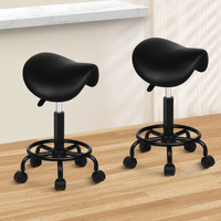 ALFORDSON 2x Salon Stool Saddle Swivel Barber Hair Dress Chair Sierra All Black