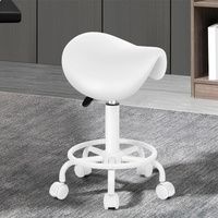 ALFORDSON Salon Stool Saddle Swivel Barber Hair Dress Chair Sierra All White