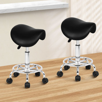 ALFORDSON 2x Salon Stool Saddle Swivel Barber Hair Dress Chair Sierra Black