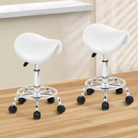 ALFORDSON 2x Salon Stool Saddle Swivel Barber Hair Dress Chair Sierra White