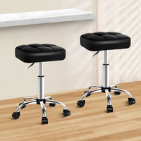 ALFORDSON 2x Salon Stool Square Swivel Barber Hair Dress Chair Gas Lift Black