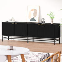 ALFORDSON Entertainment Unit 180cm TV Cabinet Stand Storage Doors Shelf Black