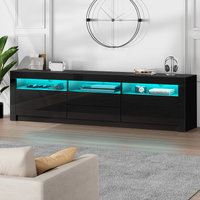 ALFORDSON Entertainment Unit TV Cabinet Stand LED RGB Gloss 180cm Black