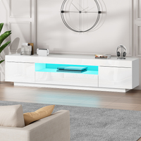 ALFORDSON Entertainment Unit 180cm TV Cabinet Stand LED Light Gloss White