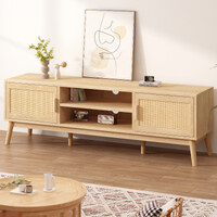 ALFORDSON Entertainment Unit TV Cabinet Stand 160cm Rattan Oak