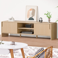 ALFORDSON TV Cabinet Entertainment Unit Stand 150cm Storage Sliding Doors Wood