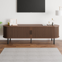 ALFORDSON Entertainment Unit TV Cabinet Stand 160cm Tambour Sliding Doors Walnut