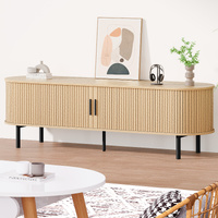 ALFORDSON TV Cabinet 160cm Entertainment Unit Stand Tambour Sliding Doors Metal