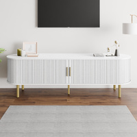 ALFORDSON Entertainment Unit TV Cabinet Stand 160cm Sliding Doors White and Gold