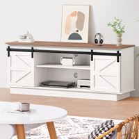 ALFORDSON Entertainment Unit TV Stand Storage Cabinet 150cm Sliding Doors White