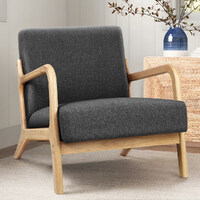 ALFORDSON Wooden Armchair Lounge Chair Accent Sofa Couch Fabric Seat Grey