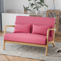 ALFORDSON Wooden Armchair Fabric Lounge Chair Accent 2 Seater Sofa Couch Pink
