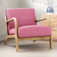 ALFORDSON Wooden Armchair Accent Chair Fabric Lounge Sofa Couch Seat Pink