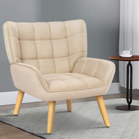 ALFORDSON Wooden Armchair Lounge Accent Chair Sofa Couch Velvet Tub Seat Beige