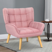 ALFORDSON Wooden Armchair Accent Chair Lounge Sofa Couch Velvet Tub Seat Pink