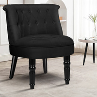 ALFORDSON Armchair Wooden Accent Chair Wingback Lounge Sofa Couch Velvet Seat Black