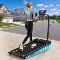 BLACK LORD Treadmill Walking Pad 14% Incline Foldable Magnetic Remote 38cm Cyan