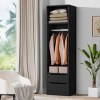 ALFORDSON Wardrobe Clothes Closet Storage Cabinet Hanging Rod Black
