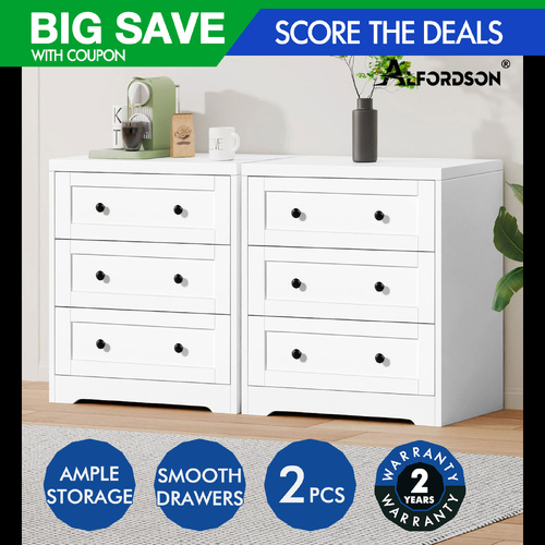 ALFORDSON 2x Chest of Drawers Storage Cabinet Bedside Table Hamptons Drawers