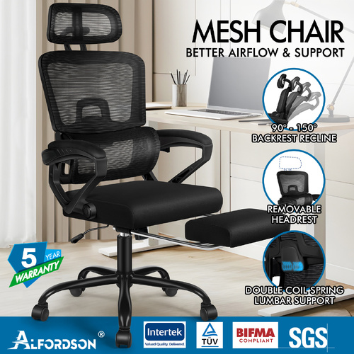 ALFORDSON Mesh Office Chair Executive Computer Fabric Seat Study Work Gaming [Model/ Colour: Duke - All Black]