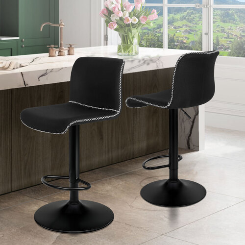ALFORDSON 2x Bar Stools Remy Kitchen Gas Lift Swivel Vintage Chair Fabric